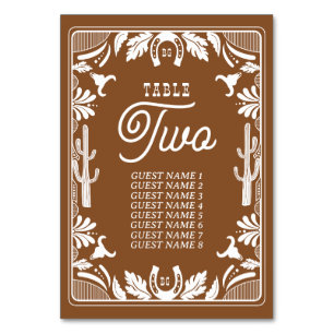 Western Country Cowboy Rustic Wedding Table Number