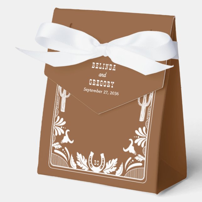 Western Country Cowboy Rustic Wedding Welcome Favour Box (Front)