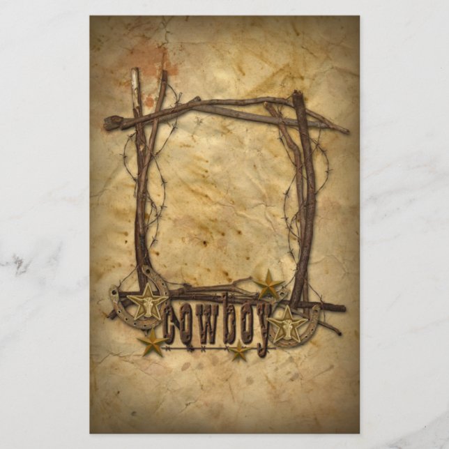 western country cowboy twigs frame stationery (Front)