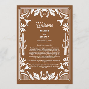 Western Country Cowboy Wedding Brown Itinerary Programme