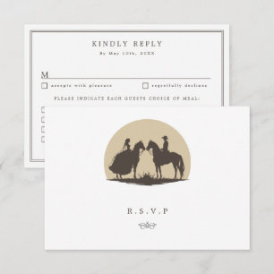 Western country cowboy wedding meal choices RSVP Card