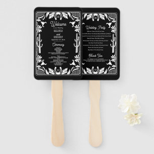 Western Country Cowboy Wedding Order of Service Hand Fan