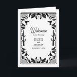 Western Country Cowboy Wedding Order of Service Programme<br><div class="desc">A modern Western cowboy cowgirl style design with hand drawn elements of a cow skull, horseshoes, floral and cactus ornaments. Black and white floral border wedding design featuring hand drawn floral, cactus, cow skull and horseshoes. This contemporary modern Western country wedding design is ideal for all seasons. An elegant black...</div>
