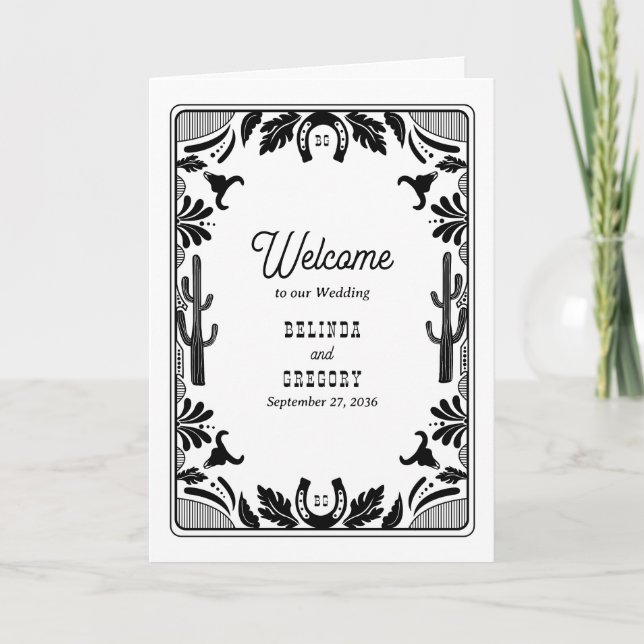 Western Country Cowboy Wedding Order of Service Programme (Front)