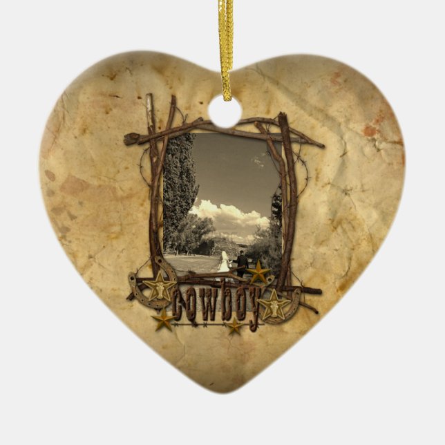western country cowboy wedding photo ornament (Front)