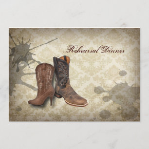 western country cowboy wedding Rehearsal Dinner Invitation
