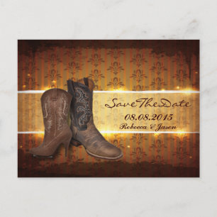 western country cowboy wedding save the date announcement postcard