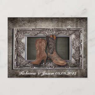 western country cowboy wedding save the date announcement postcard
