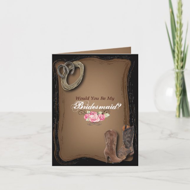 western country cowboy  Will You Be My Bridesmaid Invitation (Front)