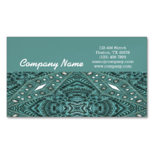 western country cowgirl fashion teal leather Magnetic business card