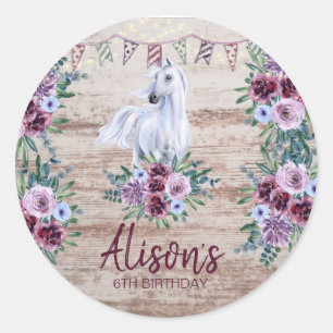 Western Country Cowgirl Rodeo Birthday  Classic Round Sticker