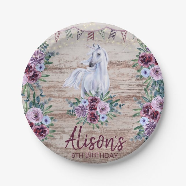 Western Country Cowgirl Rodeo Birthday  Paper Plate (Front)