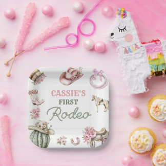 Western Country Cowgirl Rodeo Birthday Party Paper Paper Plate