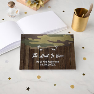 Western Country Deer The Hunt Is Over Wedding Foil Guest Book