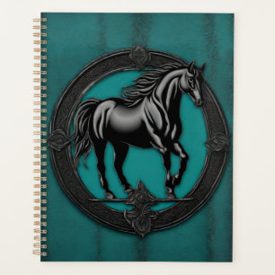 Western Country Equestrian Teal Black Horse  Planner