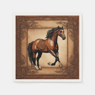 Western Country Equine Equestrian Horse Party  Napkin