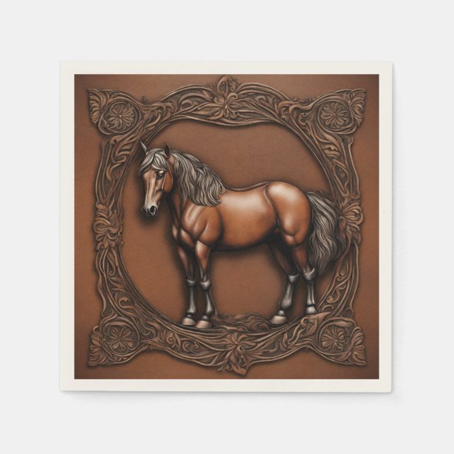 Western Country Equine Equestrian Horse Party  Napkin (Front)
