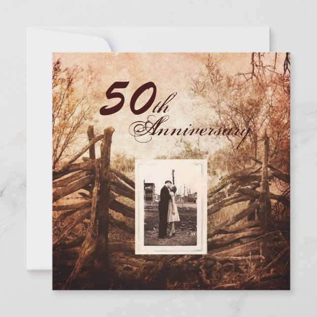 western country farm 50th wedding anniversary invitation (Front)