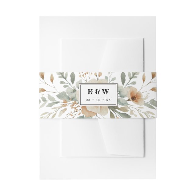 Western country floral wedding invitation  invitation belly band (Front Example)