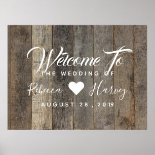 western country grey barnwood wedding welcome poster