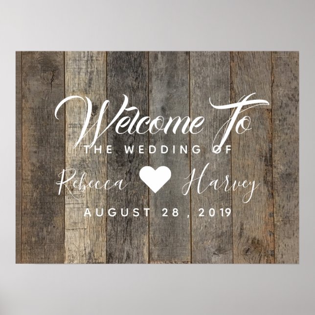 western country grey barnwood wedding welcome poster (Front)