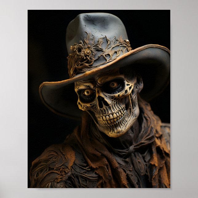 Western Country Halloween Skeleton Cowboy Poster (Front)
