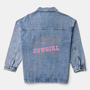 Western Country It s Not Easy Being A Cowgirl Flor Denim Jacket