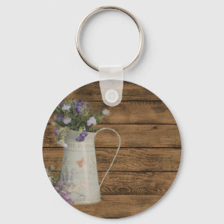western country lavender rustic barn wood key ring