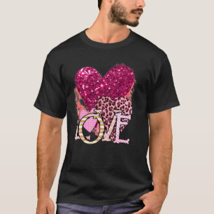 Western Country Leopard Hearts Love Cowgirl Valent T-Shirt
