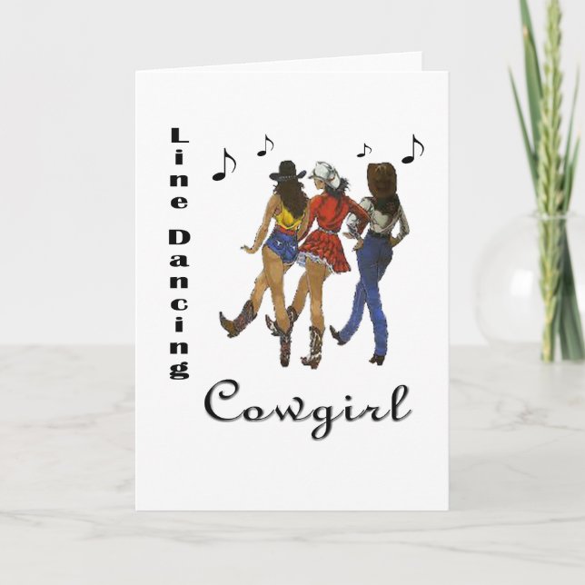 Western Country "Line Dancing Cowgirl" Card (Front)