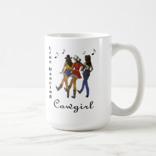 Western Country "Line Dancing Cowgirl" Coffee Cup