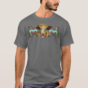 Western Country Mother Heifer Cow Mum Cow With Sun T-Shirt