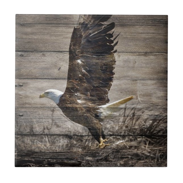 Western Country Patriotic USA American Bald Eagle Tile (Front)