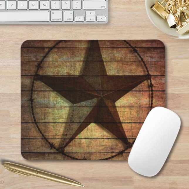 Western Country Primitive Barn Wood Texas Star Mouse Mat (Western Country Primitive Barn Wood Texas Star Mouse Pad)