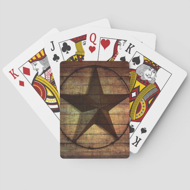 Western Country Primitive Barn Wood Texas Star Playing Cards (Back)