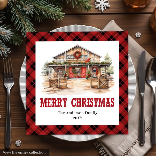 Western Country Red Black Plaid Paper Napkins (Western Country Red Black Plaid Paper Napkins)