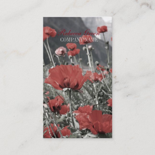 Western Country Red Poppy Florist Aromatherapy Business Card (Front)