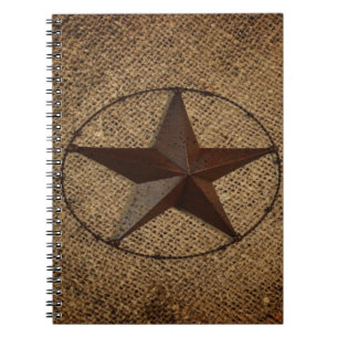Western Country Rustic Burlap Primitive Texas Star Notebook