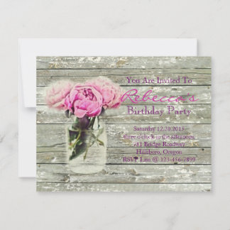 western country style wildflower mason jar invitation