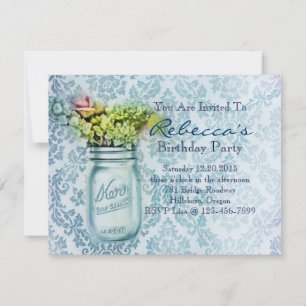 western country style wildflower mason jar invitation