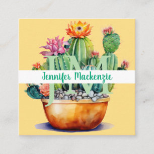 Western Country Succulent Cacti Cactus Square Business Card