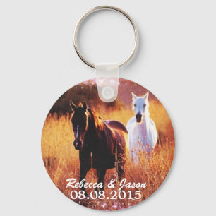 western country sunset horse themed wedding key ring