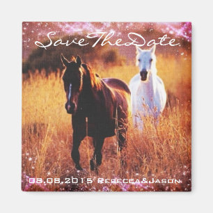 western country sunset horse themed wedding magnet