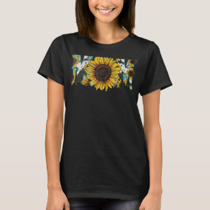 Western Country Texas Mum Cowhide Sunflower Mother T-Shirt