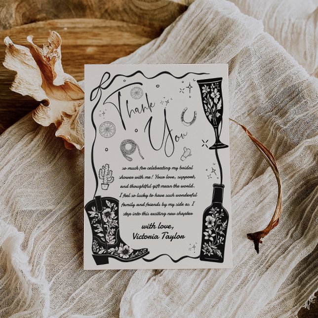 Western Country Themed Bridal Shower  Thank You Card (Creator Uploaded)