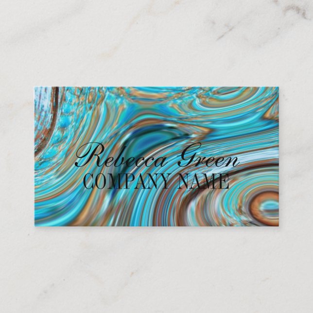 western country turquoise swirls watercolor business card (Front)