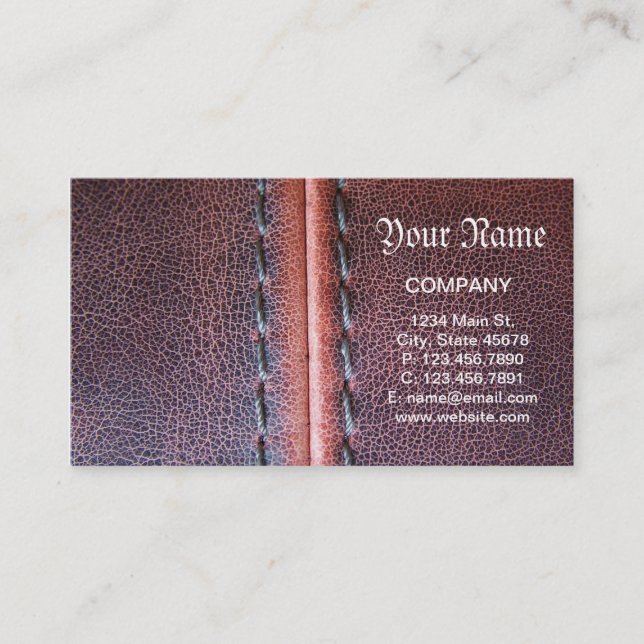 western country Weathered  Stitching Faux Leather Business Card (Front)