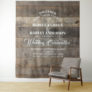 western country woodgrain barn wedding backdrop tapestry