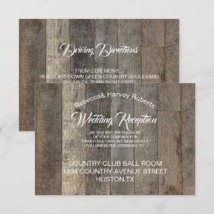 western country woodgrain barn wedding reception invitation