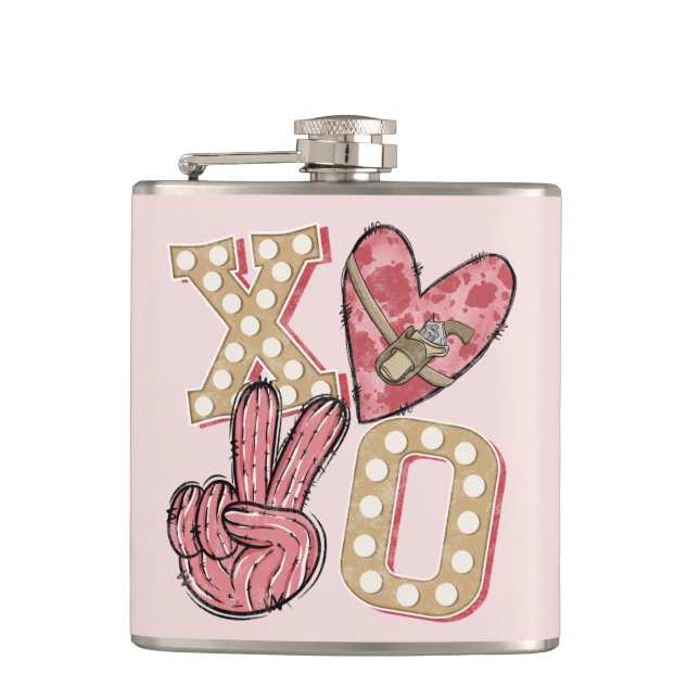 Western Country Xoxo | Hugs and Kisses Hip Flask (Front)